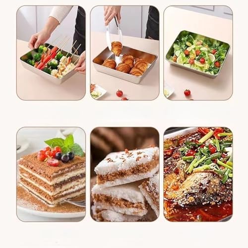 Set of 3 Breading Pans, Chicken Cutlet Dredging Trays with Stainless