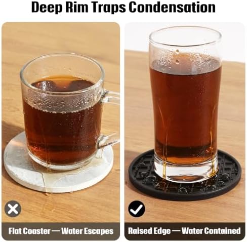 TWTLi Silicone Coasters Set of 8 with Holder, 4 Inch Non-Slip