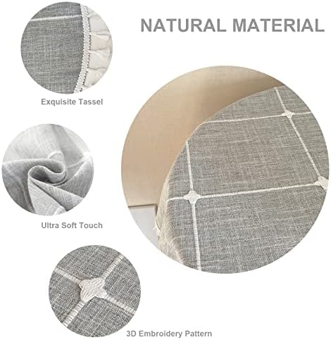 Round Boho Farmhouse Rustic Tablecloth Grey 48 Inch