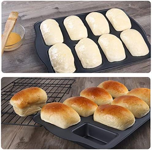 Beasea Mini Loaf Pan 8 Cavity, Nonstick Bakeware Square Bread Pan