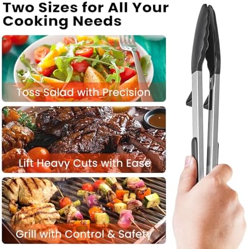 Kitchen Tongs Set, 9" and 12", 2 Pack