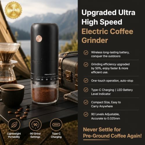 Portable Electric Burr Coffee Bean Grinder