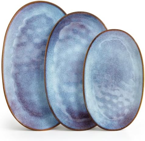 vancasso Ceramic Serving Platters Set of 3, Oval 16/14.7/13.5 Inch