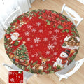 Christmas Red Round Fitted Tablecloth with Elastic for 40-44" Tables