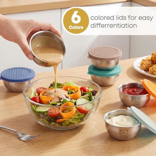 6-Pack Salad Dressing Container To Go (2.7 oz), Stainless Steel