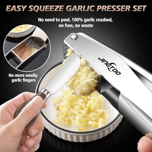 Stainless Steel Garlic Press, No-Peel