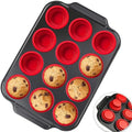Silicone Muffin Pans for Baking with Metal Frame - 12 Cups Cupcake