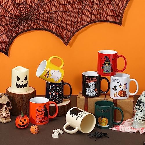 Maxdot 8 Pcs Halloween Ceramic Coffee Mugs Set 12 oz with Handle