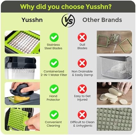 Yusshn Vegetable Chopper, 12-in-1 Food Veggie Chopper Cutter with Container