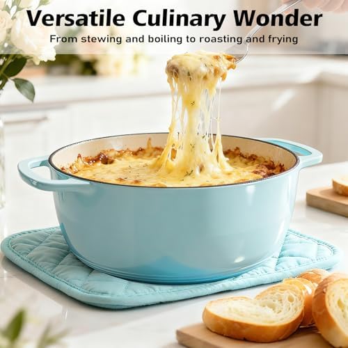 Umite Chef 6QT Enameled Cast Iron Dutch Oven with Lid, Versatile
