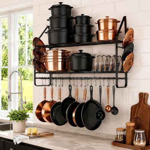 Nuanchu 39.4'' Large Pot Rack Wall Mounted 150lb High-capacity