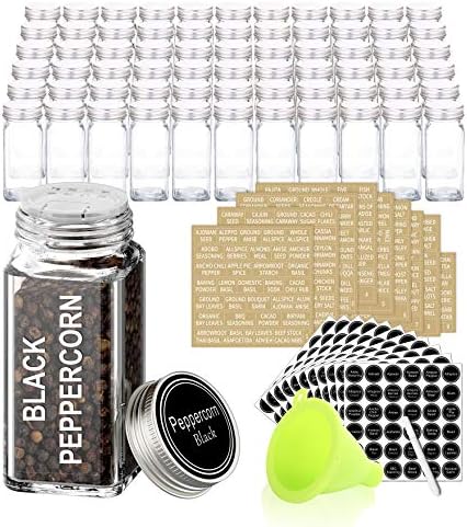 SWOMMOLY 66 Pcs 4 oz Glass Spice Jars with Shaker Lids and 703 Spice