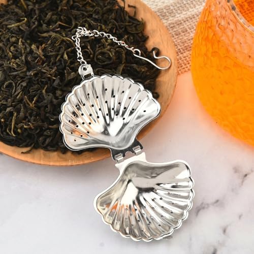 Elsjoy Set of 8 Loose Leaf Tea Infusers with Chain and 8 Drip Trays