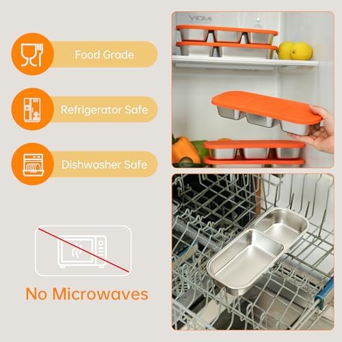 BEFOY 4 Pack Stainless Steel Snack Containers with Lids Compartments