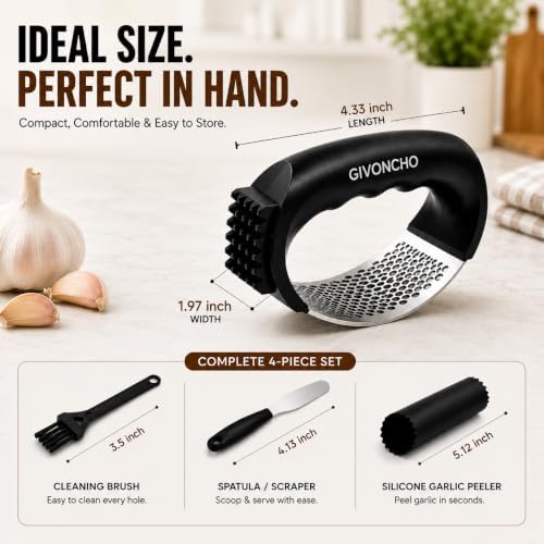 Garlic Press Rocker Set, Stainless Steel
