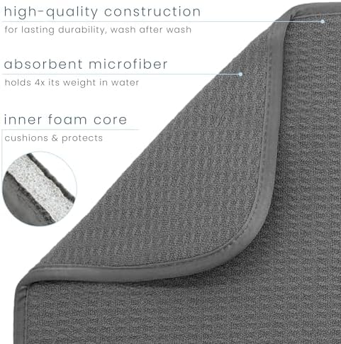 S&T INC. Dish Drying Mat 16" x 18" Charcoal and Dish Soap Dispenser