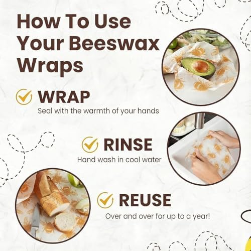 5-Sheet Reusable Beeswax Food Wraps