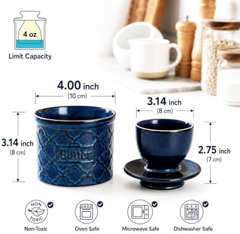 Butter Crock with Lid for Countertop, French Butter Dish Ceramic