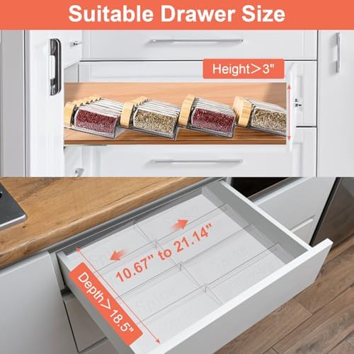 Husfunov Acrylic Spice Drawer Organizer, 4 Tier- 4 Pack Clear Spice