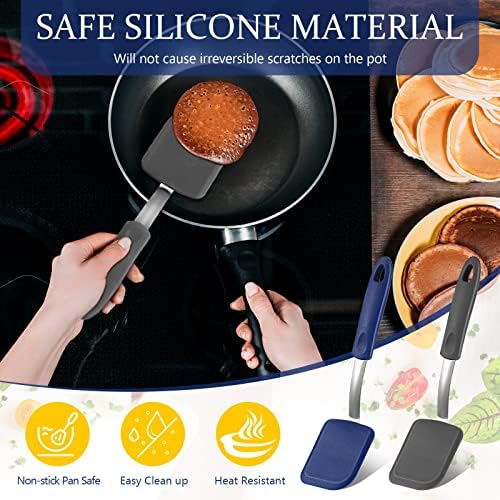 2Pcs Mini Silicone Cookie Brownie Spatula, Solid Flat, Gray, Blue