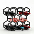 3-Tier Hexagon Metal Countertop Wine Rack, 8 Bottles Tabletop Wine