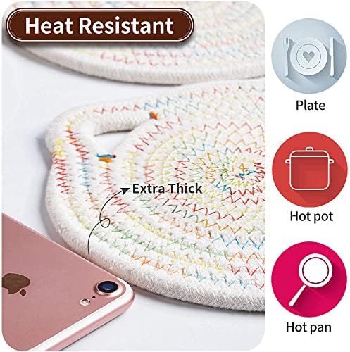 12" Pure Cotton Trivets Set with 0.35" Thick (3 Pcs, Grey)