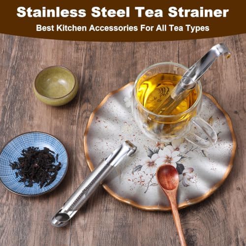 8 Pcs Silver Stainless Steel Mesh Tea Infusers with Brushes for Tea