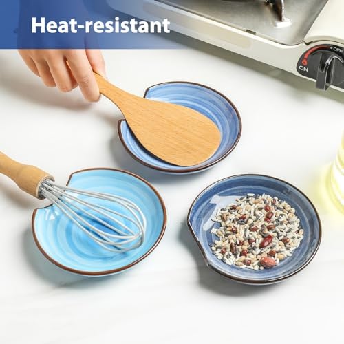 KitchenTour Spoon Rest for Stove Top, 4.7 inch Ceramic Spoon Holder