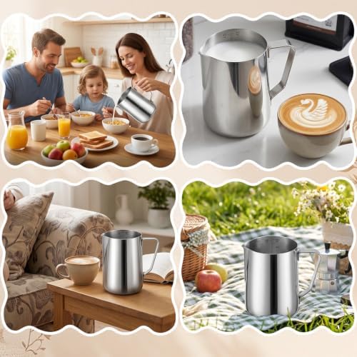 2 Pack Frothing Pitcher Set – 30oz Stainless Steel Milk Frothing