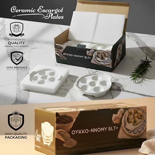 Set of 4 Escargot Baking Dish. Ceramic escargot dish with 6