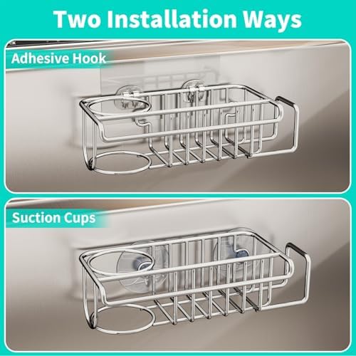 HapiRm 4 in 1 Stainless Steel Sink Caddy, Silver