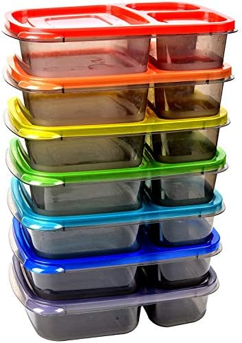 Youngever 7 Pack Bento Lunch Box, Meal Prep Containers, Reusable 3