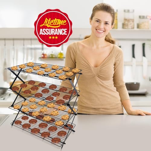 4-Tier Collapsible Cooling Rack For Baking - Expandable & Foldable