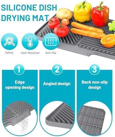 Dish Drying Mat Kitchen Counter - Silicone Dish Drying Pad with