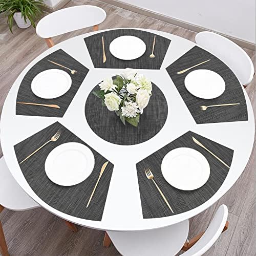 SHACOS Small Round Table Placemats Set of 5 Woven Vinyl Wedge