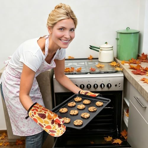 4-Piece Fall Oven Mitt and Pot Holder Set, Maple Leaves
