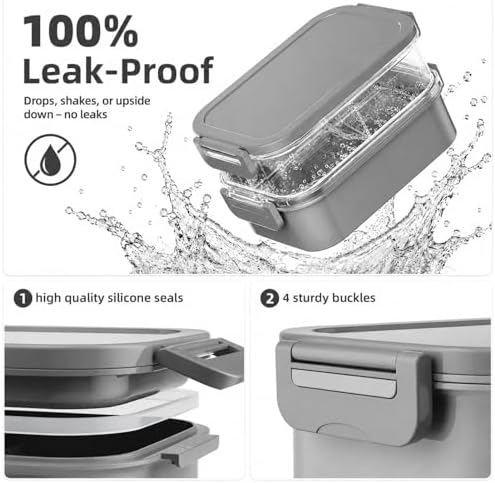 Adults Lunchbox Bento Box with Lunch Bag- 74 OZ All-in-One Stackable