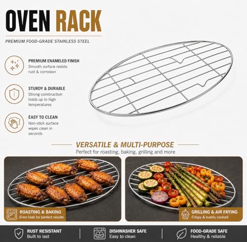 16 Inch Enamel Roasting Pan with Lid & Rack – Small Roaster Pan for Chicken, Vegetables, Lasagna – Oven & Dishwasher Safe, 932°F Heat Resistant – Includes Silicone Handles & Cleaning Sponges