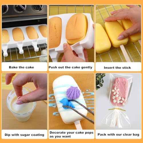 Juome Cake Pop Mold Kit, Large Cakesicle Molds Silicone with Sticks &