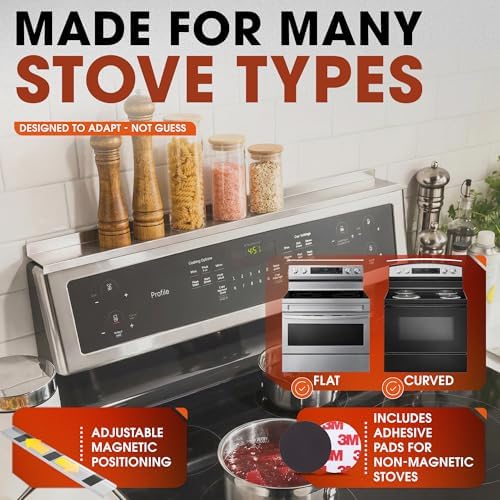Magnetic Stove Top Shelf 30 Inch - Stainless Steel Over Stove Spice