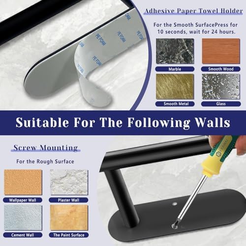 Black Self-Adhesive Under Cabinet Paper Towel Holder