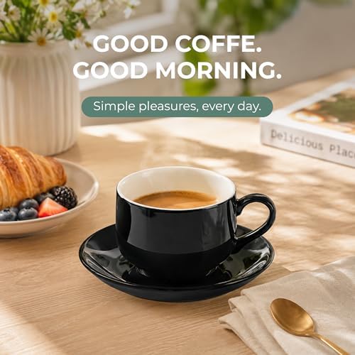 3 Ounce Espresso Cups Set of 4, Black