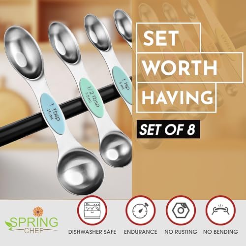 Spring Chef Stainless Steel Magnetic Measuring Cups, Set of 7 & Heavy