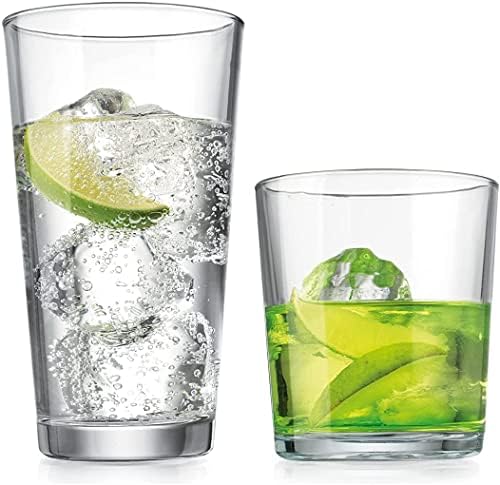 Glaver's Drinking Glasses Set of 12. Glassware set, 6 Highball Glass