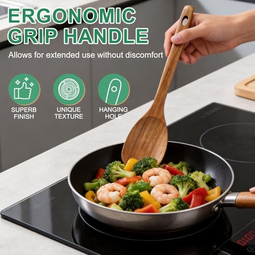 Acacia Wood Cooking Utensil Set with Spatula