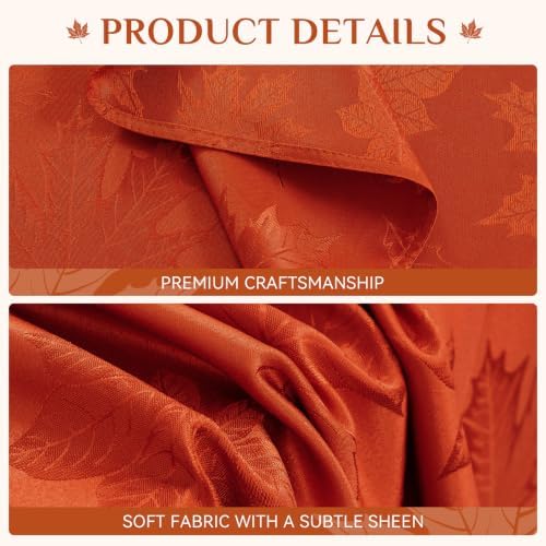 Softalker Fall Jacquard Rectangle Tablecloth, 60 x 84 Inch Burnt