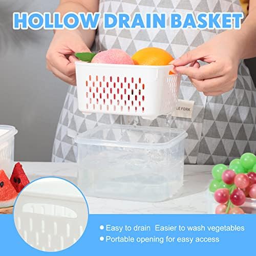 6-Piece Fruit Storage Containers for Fridge, Small/Medium/Large