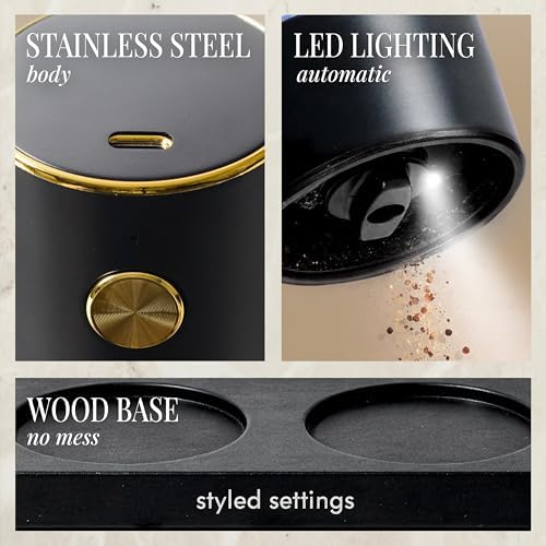 Styled Settings Electric Salt and Pepper Grinder Set, Black