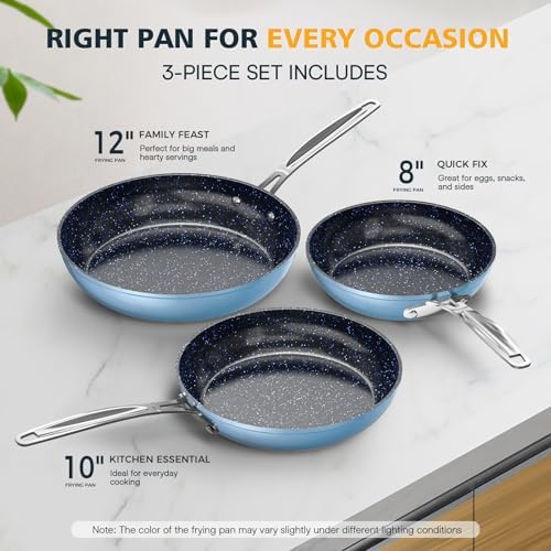 Nuwave 3-Piece 8”, 10”, 12” Forged Lightweight Frying Pan Set