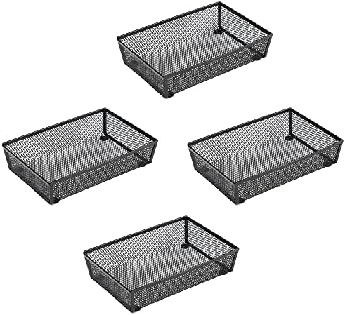 BYCY Silverware Drawer Organizer, Black Steel Mesh Tray